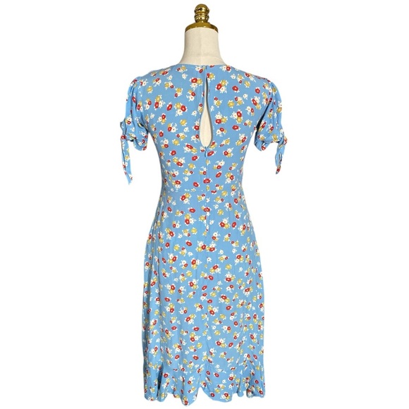 FAITHFUL THE BRAND Dainty Cottagecore Floral Light Blue Flowy Midi Dress Size 2 - Picture 7 of 11